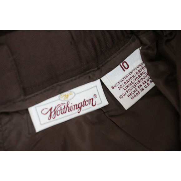 VINTAGE Worthington Womens Size 10 Straight Midi Pleated High Rise Skirt Brown - Picture 5 of 5